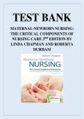 TEST BANK MATERNAL-NEWBORN NURSING&colon; THE CRITICAL COMPONENTS OF NURSING CARE 3RD EDITION BY LINDA CHAPMAN AND ROBERTA DURHAM