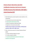 Arizona Airport Operations Specialist  Certification Questions And Correct Answers  &lpar;Verified Answers&rpar; Plus Rationales 2026 Q&A &vert;  Instant Download Pdf 