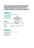 NURS 6501 ADVANCED PATHOPHYSIOLOGY  WALDEN UNIVERSITY FINAL EXAM 2026  SPRING-SUMMER 100 QUESTIONS GRADED A