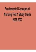 Fundamental Concepts of Nursing Test 1 Study Guide PDF 2025&sol; 2026