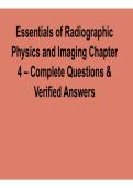 Essentials of Radiographic Physics and Imaging Chapter 4 Complete Questions and Verified Answers PDF 2025&sol; 2026