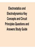 Electrostatics and Electrodynamics Key Concepts and Circuit Principles Questions and Answers Study Guide PDF 2025&sol; 2026