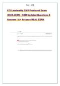 ATI Leadership CMS Proctored Exam &lpar;2025&ndash;2026&rpar; &vert; NGN Updated Questions & Answers &vert; A&plus; Success REAL EXAM