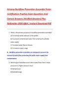 Arizona Backflow Prevention Assembly Tester  Certification Practice Exam Questions And  Correct Answers &lpar;Verified Answers&rpar; Plus  Rationales 2026 Q&A &vert; Instant Download Pdf 