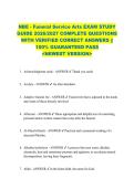 NBE - Funeral Service Arts EXAM STUDY  GUIDE 2026&sol;2027 COMPLETE QUESTIONS  WITH VERIFIED CORRECT ANSWERS &vert;&vert;  100&percnt; GUARANTEED PASS  <NEWEST VERSION> 
