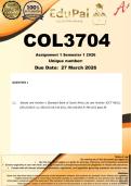 COL3704 Assignment 1 &lpar;COMPLETE ANSWERS&rpar; Semester 1 2026 - DUE 27 March 2026