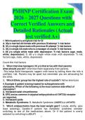 PMHNP Certification Exam  2026 &ndash; 2027 Questions with  Correct Verified Answers and  Detailed Rationales &lpar;Actual  test verified A&plus;&rpar;  