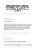 Newborn Nursing Care and Assessment &ndash; NCLEX Practice Questions with Verified Answers &ndash; Academic Resource 2026 &ndash; Complete Exam Material