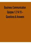 Business CommunicatiThis quiz Q&A guide provides students with a comprehensive review of key concepts in Business Communication across Quizzes 1&comma; 2&comma; 14&comma; and 15&period; Topics include effective verbal and written communication&comma; professional etiquette&comma; active list