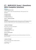 C7 - NUR1023C Exam 1 Questions With Complete Solutions