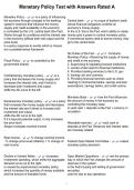 Monetary Policy Test with Answers Rated A