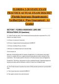 FLORIDA 2-20 STATE EXAM PRACTICE ACTUAL EXAM 2026&sol;2027 &vert; Florida Insurance Requirements &vert; Verified Q&A &vert; Pass Guaranteed - A&plus; Graded