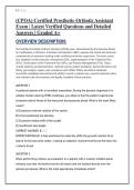&lpar;CPOA&rpar; Certified Prosthetic-Orthotic Assistant Exam &vert; Latest Verified Questions and Detailed Answers &vert; Graded A&plus;