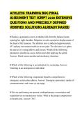 ATHLETIC TRAINING BOC FINAL ASSESSMENT TEST SCRIPT 2026 EXTENSIVE QUESTIONS AND PRECISELY DEFINED VERIFIED SOLUTIONS ALREADY PASSED