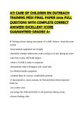 ATI CARE OF CHILDREN RN OUTREACH TRAINING PEDS FINAL PAPER 2026 FULL QUESTIONS WITH COMPLETE CORRECT ANSWERS EXCELLENT SCORE GUARANTEED GRADED A&plus;