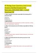 AP Biology Exam Questions And Correct  Answers &lpar;Verified Answers&rpar; Plus  Rationales 2025&sol;2026 Q&A &vert; Instant  Download Pdf 
