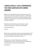 CHEM219 MODULE 7 2026 COMPREHENSIVE TEST PAPER QUESTIONS WITH VERIFIED ANSWERS