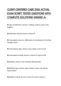 CLIENT-CENTERED CARE 2026 ACTUAL EXAM SCRIPT TESTED QUESTIONS WITH COMPLETE SOLUTIONS GRADED A&plus;
