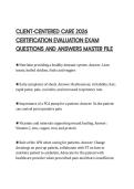CLIENT-CENTERED CARE 2026 CERTIFICATION EVALUATION EXAM QUESTIONS AND ANSWERS MASTER FILE