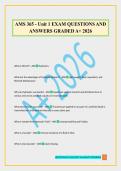 AMS 365 - Unit 1 EXAM QUESTIONS AND ANSWERS GRADED A&plus; 2026