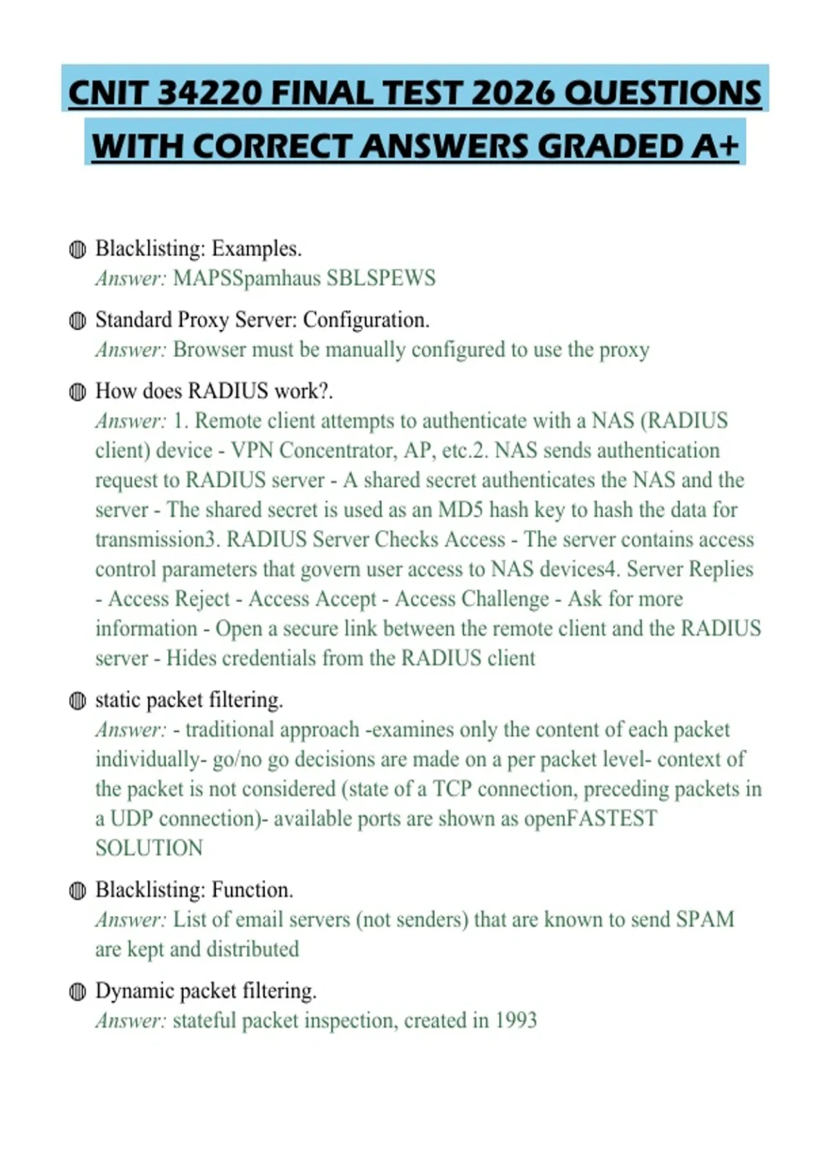 CNIT 34220 FINAL TEST 2026 QUESTIONS WITH CORRECT ANSWERS GRADED A+ ...