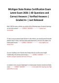 Michigan State Brakes Certification Exam Latest Exam 2026 &vert; All Questions and Correct Answers &vert; Verified Answers &vert; Graded A&plus; &vert; Just Released