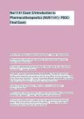 Nur1141 Exam 3&sol;Introduction to Pharmacotherapeutics &lpar;NUR1141&rpar;- PBSCFinal Exam&vert;