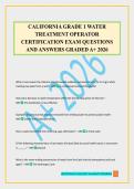 CALIFORNIA GRADE 1 WATER TREATMENT OPERATOR CERTIFICATION EXAM QUESTIONS AND ANSWERS GRADED A&plus; 2026