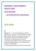 Maternity and Women's Health Care 13th Edition Test Bank by Lowdermilk&colon; 20 NCLEX-Style MCQs