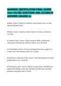 BANKING CERTIFICATION FINAL PAPER 2026 SOLVED QUESTIONS AND ACCURATE ANSWERS GRADED A&plus;