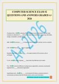 COMPUTER SCIENCE EXAM &num;2 QUESTIONS AND ANSWERS GRADED A&plus; 2026