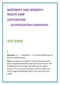 Lowdermilk Maternity Nursing 13th Edition Test Bank&colon; 20 Questions Per Chapter with Answers Explained