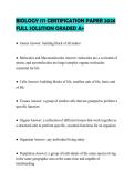 BIOLOGY 171 CERTIFICATION PAPER 2026 FULL SOLUTION GRADED A&plus;