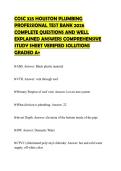 COSC 325 HOUSTON PLUMBING PROFESSIONAL TEST BANK 2026 COMPLETE QUESTIONS AND WELL EXPLAINED ANSWERS COMPREHENSIVE STUDY SHEET VERIFIED SOLUTIONS GRADED A&plus;