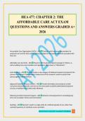HEA 477&colon; CHAPTER 2&colon; THE AFFORDABLE CARE ACT EXAM QUESTIONS AND ANSWERS GRADED A&plus; 2026
