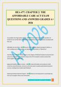 HEA 477&colon; CHAPTER 2&colon; THE AFFORDABLE CARE ACT EXAM QUESTIONS AND ANSWERS GRADED A&plus; 2026