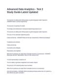 Advanced Data Analytics - Test 2 Study Guide-Latest Updated