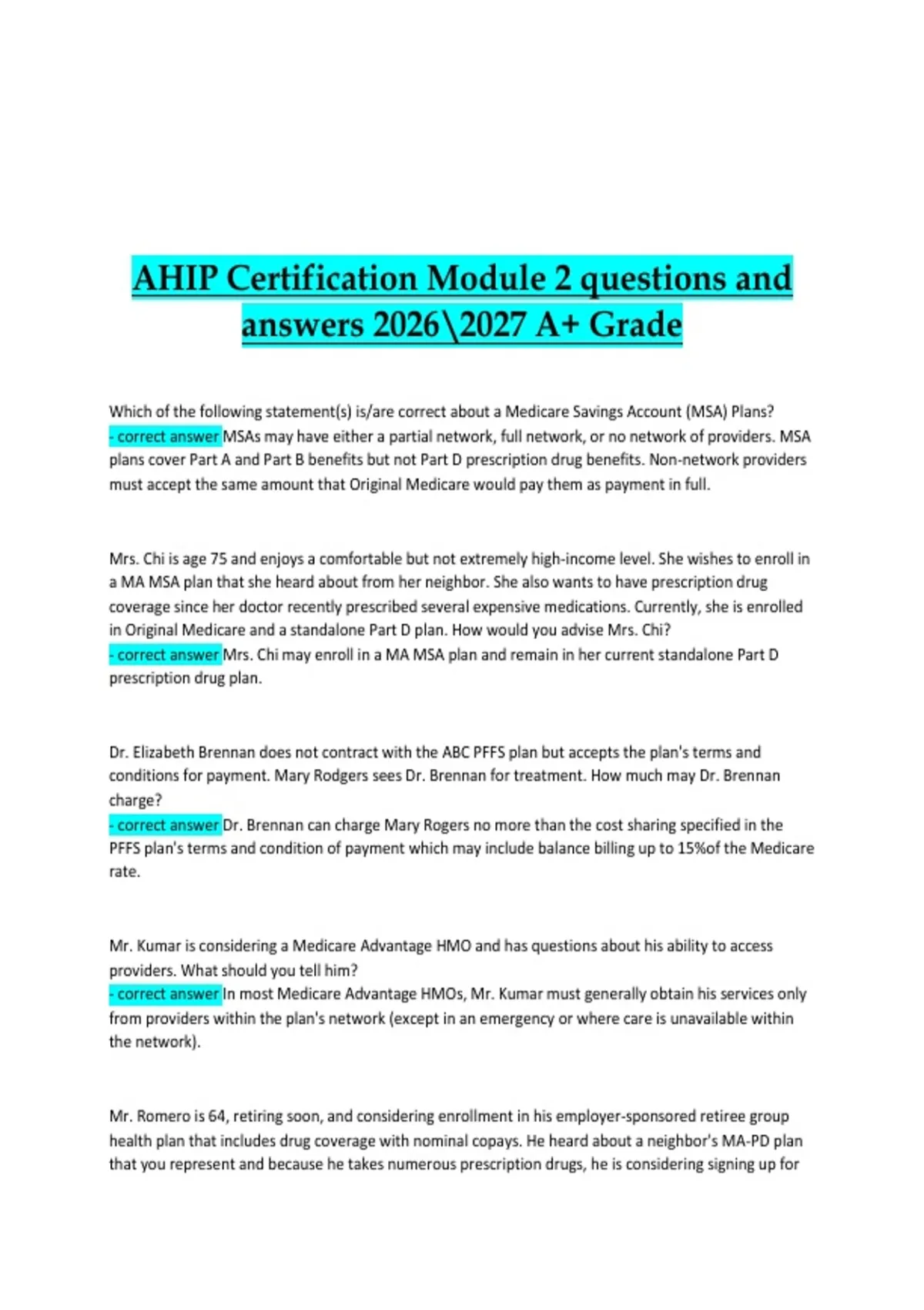 AHIP Certification Module 2 – America’s Health Insurance Plans 2026/ ...