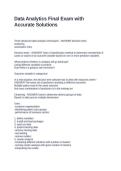 Data Analytics Final Exam with Accurate Solutions