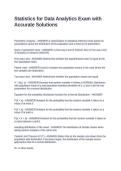 Statistics for Data Analytics Exam with Accurate Solutions