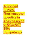 2026&sol;2027 Advanced Clinical Pharmacotherapeutics in Anesthesiology Test Bank &vert; 66 Q&A with Rationales & Mentor Analysis for CRNA&sol;APRN
