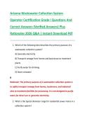Arizona Wastewater Collection System  Operator Certification Grade I Questions And  Correct Answers &lpar;Verified Answers&rpar; Plus  Rationales 2026 Q&A &vert; Instant Download Pdf
