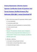 Bundle for Arizona Wastewater Collection System Operator Certification Grade I&comma; II III&comma; IV Questions And Correct Answers &lpar;Verified Answers&rpar; Plus Rationales 2026 Q&A &vert; Instant Download Pdf