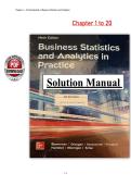 Business Statistics and Analytics in Practice 9th Edition &lpar;PDF&rpar; &ndash; Bowerman &ndash; Solutions Manual &lpar;Chapters 1&ndash;20&rpar;