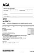 AQA GCSE Business paper 1 2025