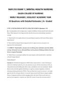 NUR 253 EXAM 1 ACTUAL EXAM 2026&sol;2027 &vert; Mental Health Nursing &vert; 50 Questions with Detailed Rationales &vert; Pass Guaranteed - A&plus; Graded