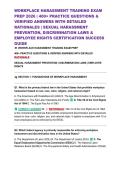 WORKPLACE HARASSMENT TRAINING EXAM PREP 2026 &vert; 400&plus; PRACTICE QUESTIONS & VERIFIED ANSWERS WITH DETAILED RATIONALES &vert; SEXUAL HARASSMENT PREVENTION&comma; DISCRIMINATION LAWS & EMPLOYEE RIGHTS CERTIFICATION SUCCESS GUIDE