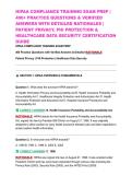 HIPAA COMPLIANCE TRAINING EXAM PREP &vert; 400&plus; PRACTICE QUESTIONS & VERIFIED ANSWERS WITH DETAILED RATIONALES &vert; PATIENT PRIVACY&comma; PHI PROTECTION & HEALTHCARE DATA SECURITY CERTIFICATION GUIDE