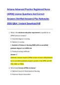 Arizona Advanced Practice Registered Nurse  &lpar;APRN&rpar; License Questions And Correct  Answers &lpar;Verified Answers&rpar; Plus Rationales  2026 Q&A &vert; Instant Download Pdf