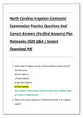 Compilation Bundle for North Carolina Irrigation Contractor Examinations Practice Questions And Correct Answers &lpar;Verified Answers&rpar; Plus Rationales 2026 Q&A &vert; Instant Download Pdf